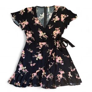 Xhilaration Black Floral Midi Dress